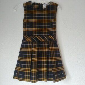 A+ girl's size 6R black and yellow plaid jumper dress